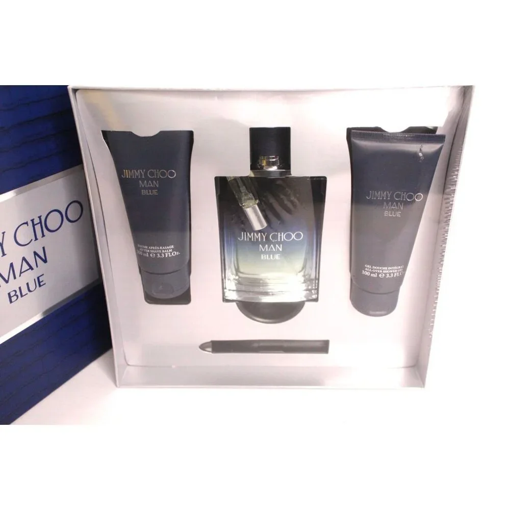 Jimmy Choo Man Blue Interparfum 4 Piece Set Spray x 2, After Shave, Gel Unopened